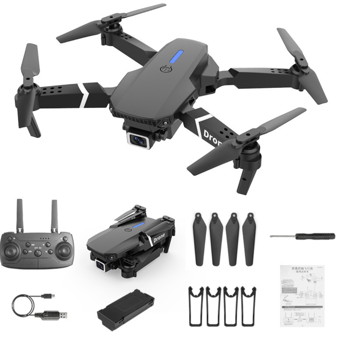 Dron E88 Pro con Cámara 4K , GPS , Wifi FPV, Plegable, Giro 360° y Altitud Hold.